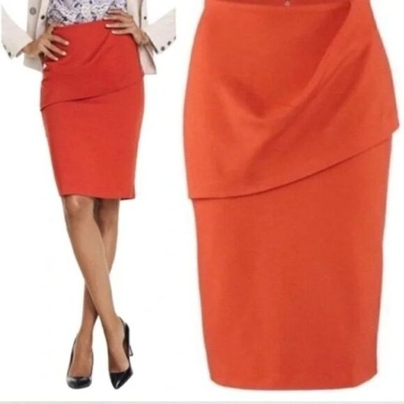 Cabi #3099 Tiered Overlay Pencil Skirt in Turmeric Size 6 - Picture 1 of 5